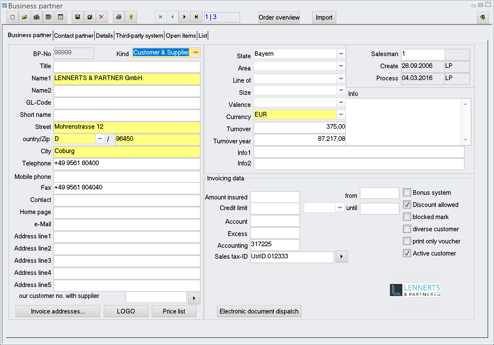 LENNERTS & PARTNER - Software - LP-System - English